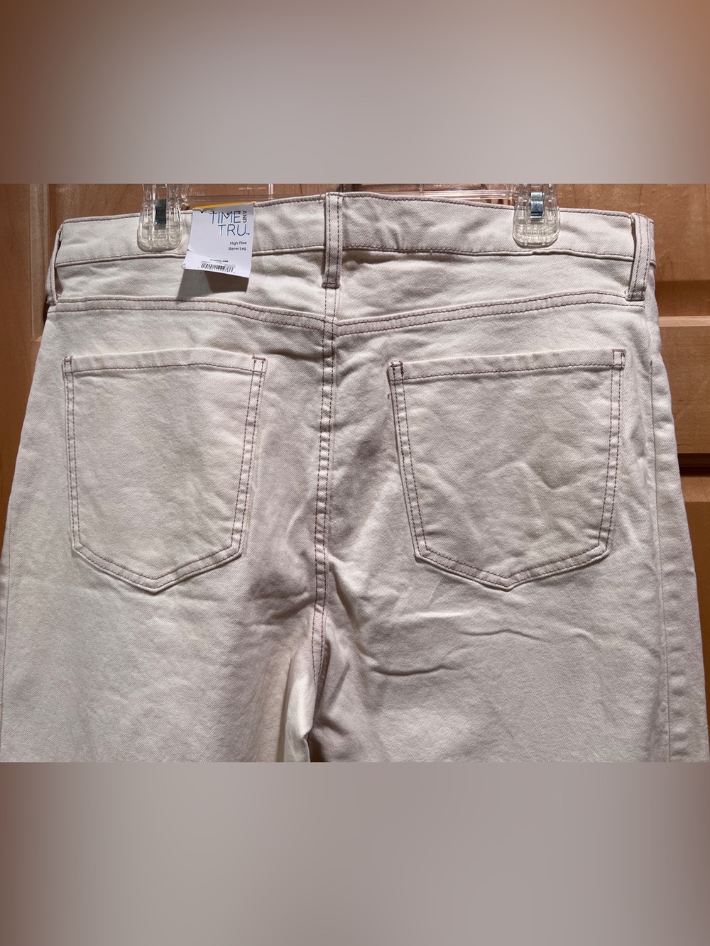 NWT Time & Tru Women’s Ivory Barrel Leg Jeans High Rise Utility Pants Ivory 14 - Picture 5 of 14